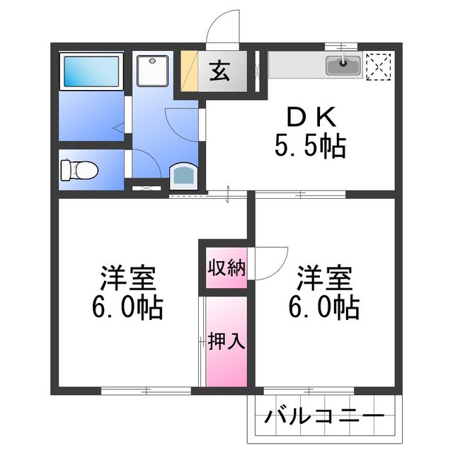 和歌山市榎原のアパートの間取り