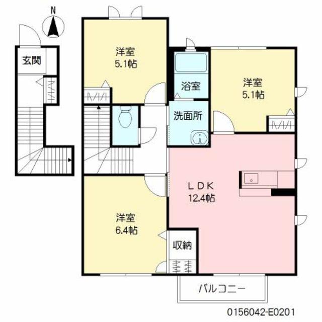 三洋タウン岡垣　　　Ｅ棟の間取り