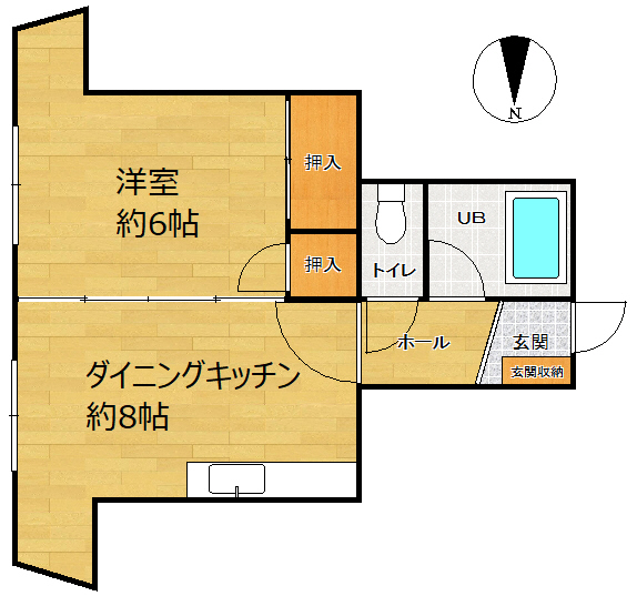 マンション住之江3Bの間取り