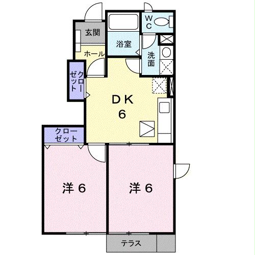 岩国市周東町上久原のアパートの間取り