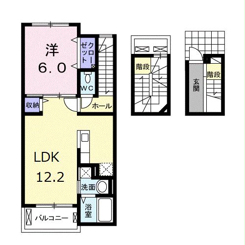 高崎市東貝沢町のアパートの間取り