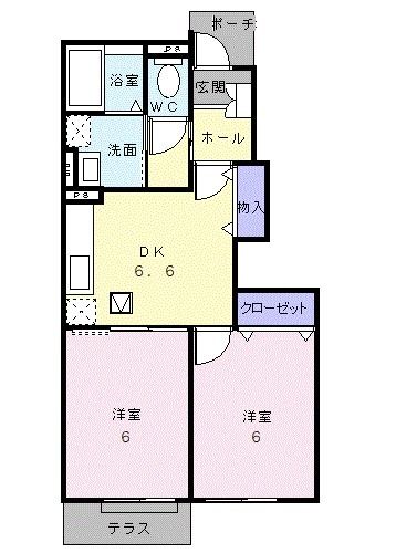 福島市松川町のアパートの間取り