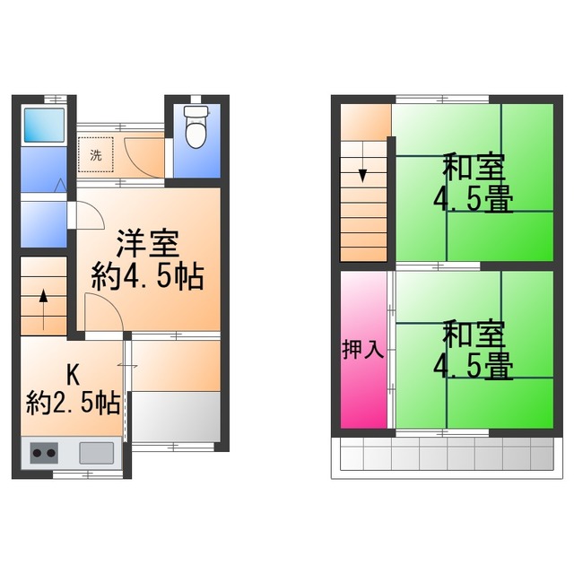 泉佐野市湊のアパートの間取り