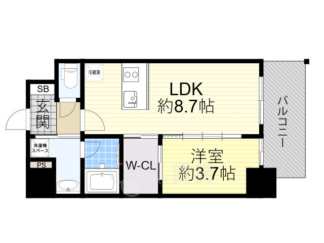 大阪市福島区鷺洲のマンションの間取り