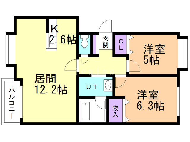 札幌市北区屯田七条のマンションの間取り