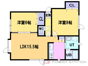 北広島市美沢のアパートの間取り