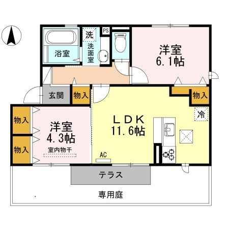 安芸郡坂町坂西のアパートの間取り