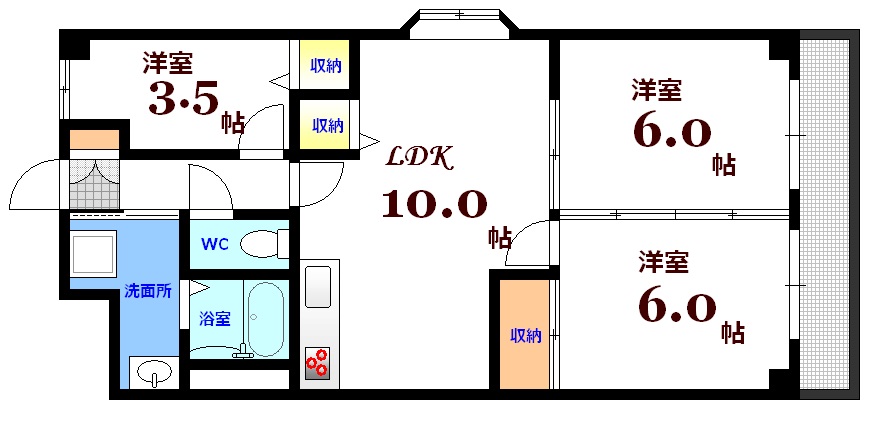 広島市西区三篠北町のマンションの間取り