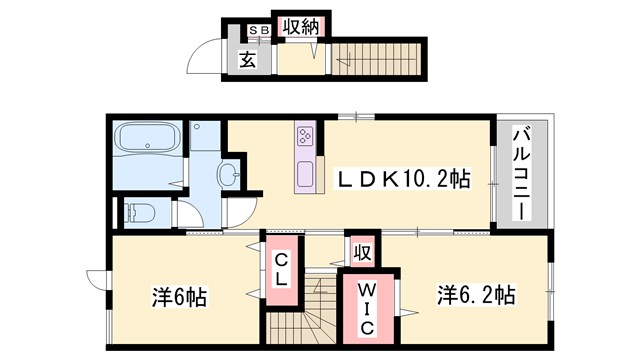 高砂市米田町塩市のアパートの間取り