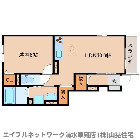 静岡市清水区草薙のアパートの間取り