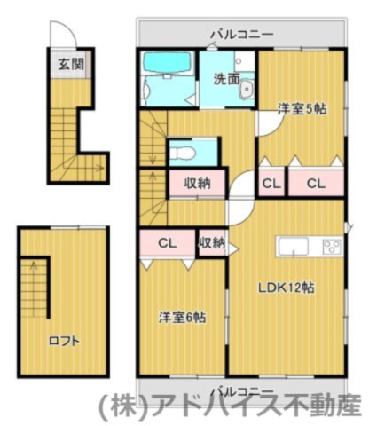 筑後市大字熊野のアパートの間取り