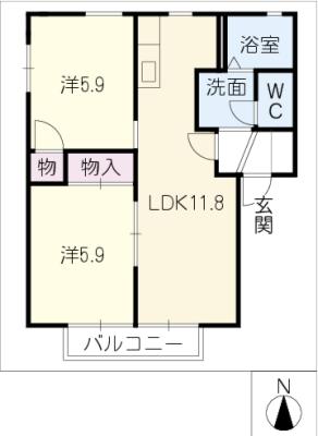 エクシード飛鳥Ａ棟の間取り