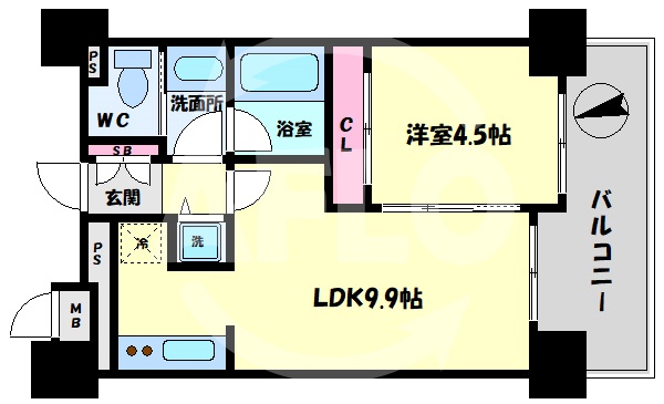 【大阪市北区鶴野町のマンションの間取り】