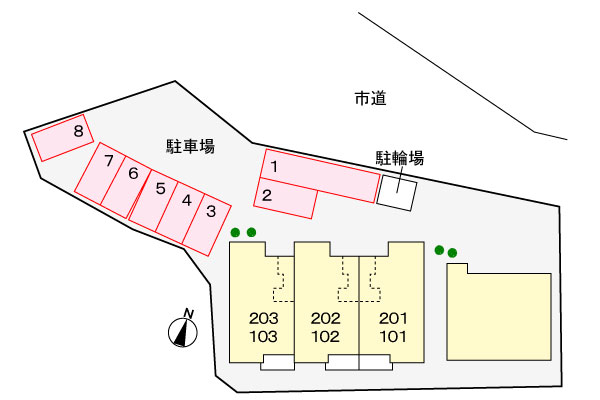 【豊橋市西高師町のアパートの駐車場】