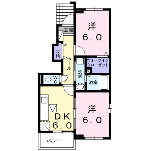 豊橋市西高師町のアパートの間取り