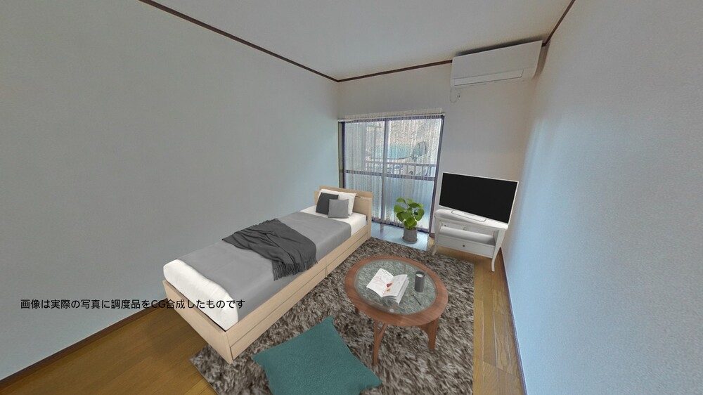 居室・リビング　南西向き洋室6帖☆バルコニーに繋がるお部屋です！エアコン付き