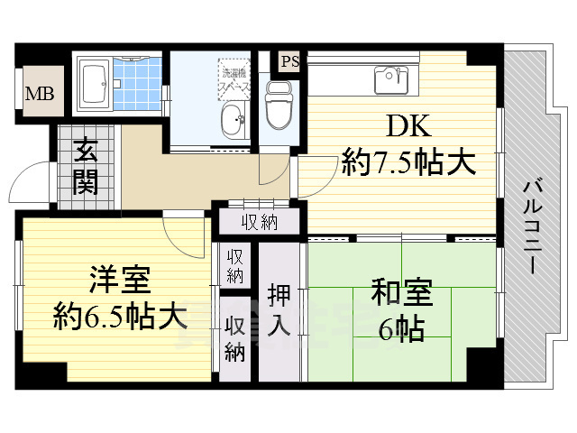 ＪＲ東西線 加島駅 徒歩8分 8階建 築31年の間取り写真