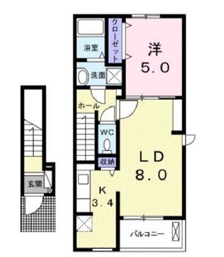 ＪＲ山陽本線 大門駅 徒歩5分 2階建 築12年の間取り写真