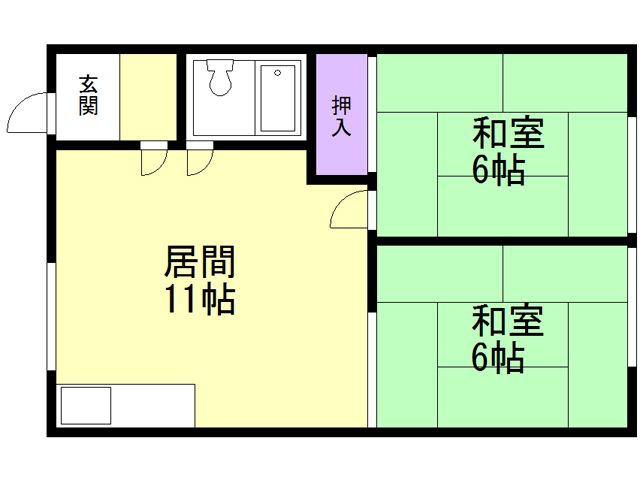 函館市旭町のアパートの間取り