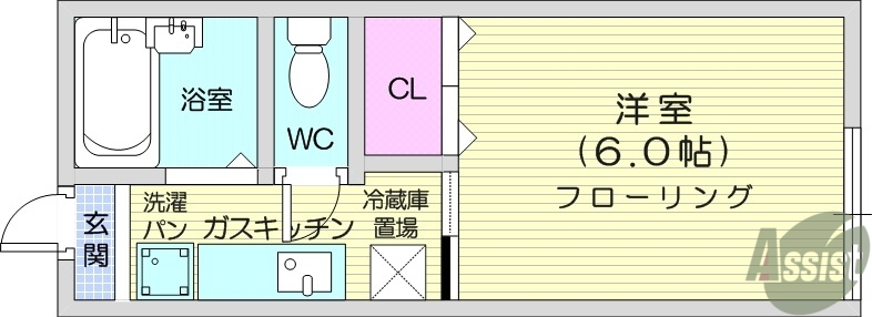 仙台市青葉区滝道のアパートの間取り