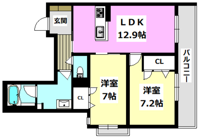 吹田市岸部北のマンションの間取り