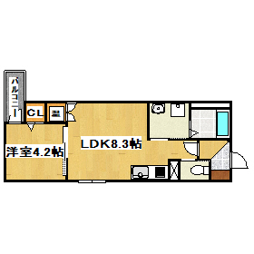 【加古川市平岡町新在家のアパートの間取り】