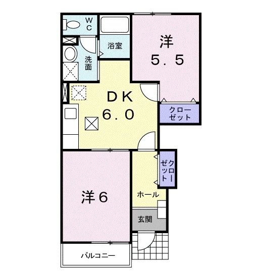 福島市松川町美郷のアパートの間取り