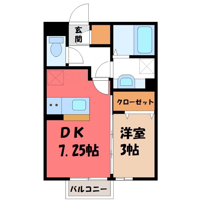 前橋市天川大島町のアパートの間取り