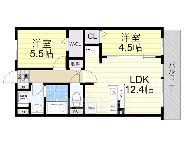 摂津市千里丘のマンションの間取り