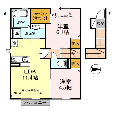 越前市瓜生町のアパートの間取り