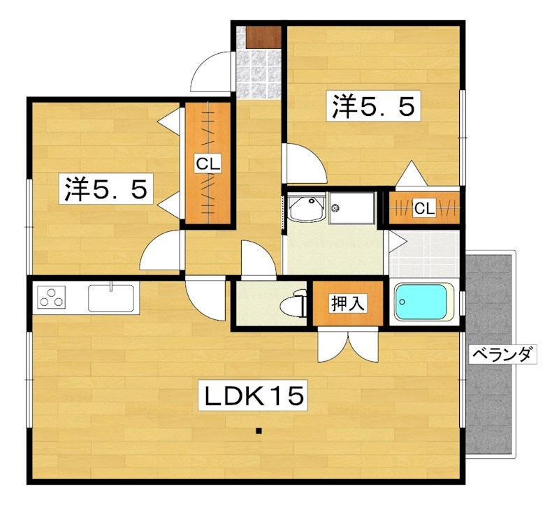 高岡ハイツ2棟の間取り