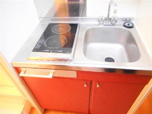 キッチン　2口の電気コンロまたはIHコンロとなります