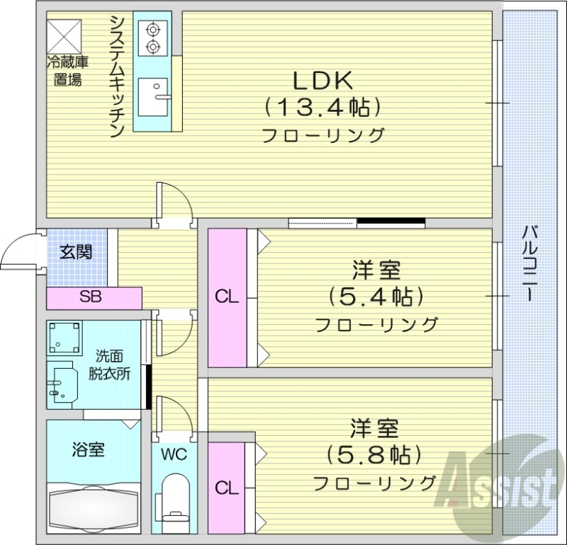 【札幌市南区真駒内本町のマンションの間取り】