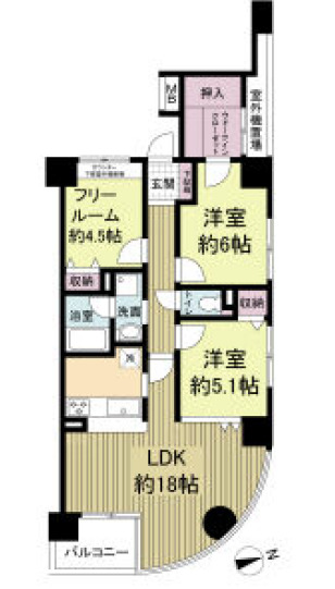 大阪市中央区島町のマンションの間取り