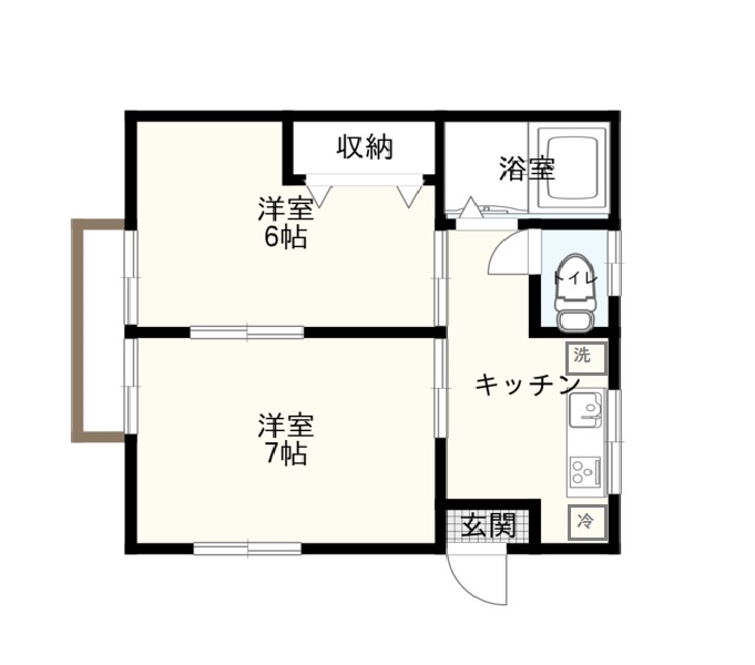 仙台市宮城野区清水沼のアパートの間取り