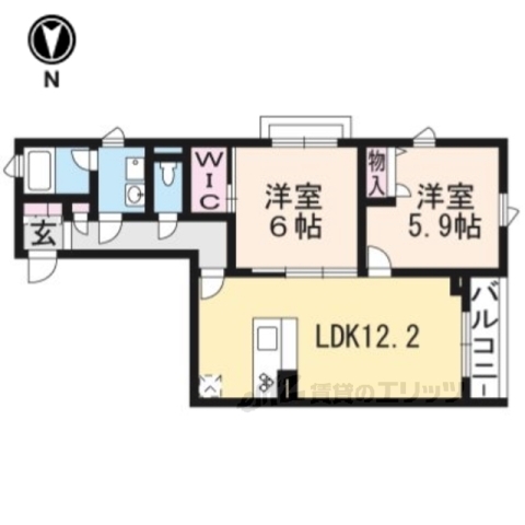 京都市北区上賀茂薮田町のマンションの間取り