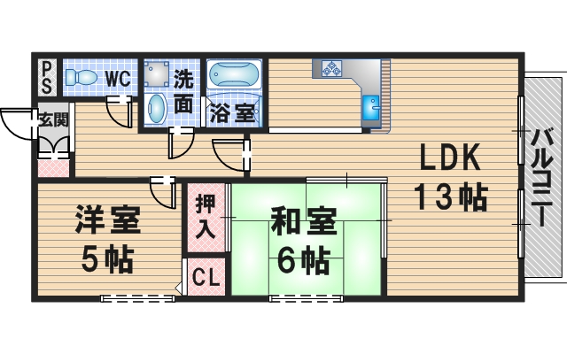 豊中市若竹町のマンションの間取り