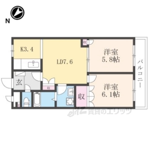 綾部市安場町のアパートの間取り