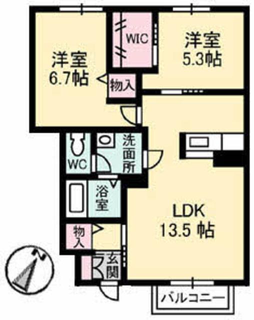 福山市蔵王町のアパートの間取り