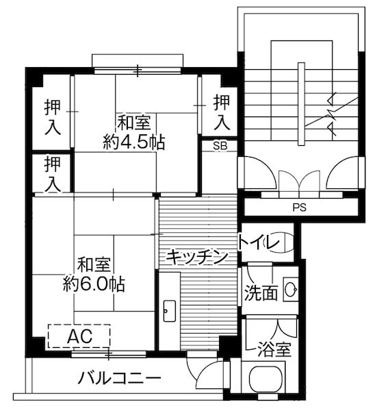 田辺市稲成町のマンションの間取り