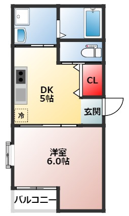 熊本市中央区壺川のアパートの間取り