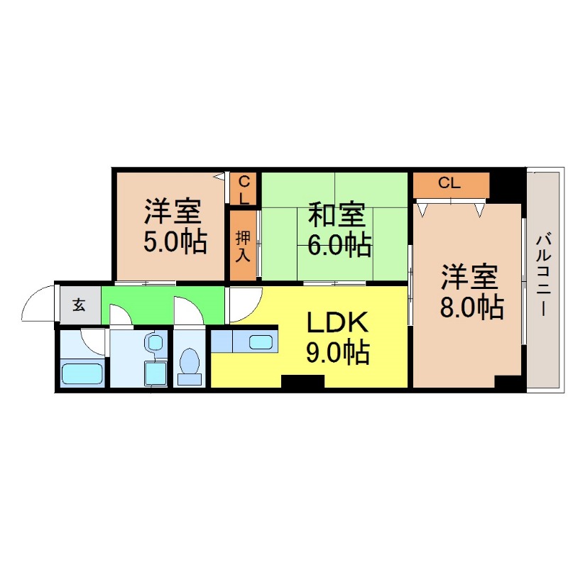 名古屋市東区筒井のマンションの間取り