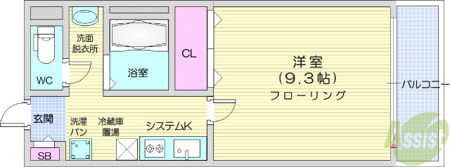 仙台市青葉区落合のマンションの間取り