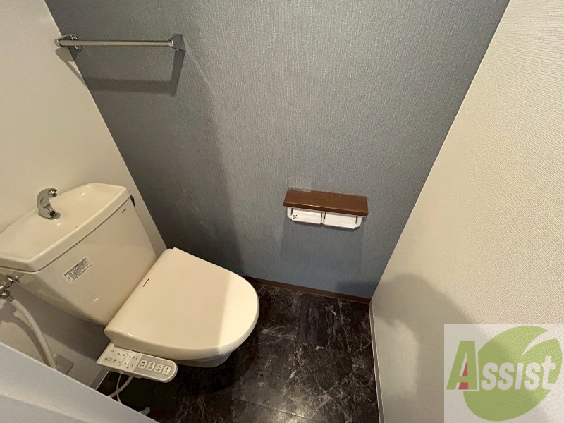 トイレ　トイレです。お洒落なクロスが使われていました！