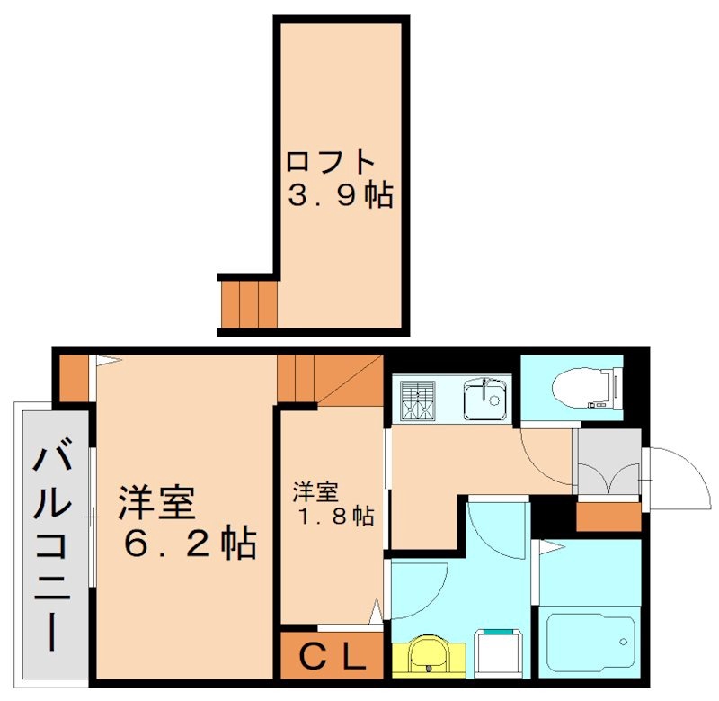 北九州モノレール 香春口三萩野駅 徒歩8分 2階建 築5年の間取り写真