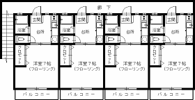 仙台市青葉区貝ケ森のアパートの間取り