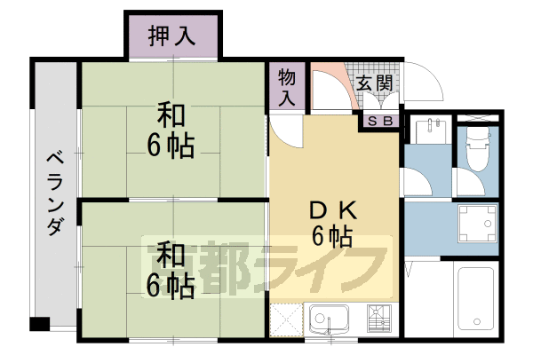 京都市南区八条内田町のマンションの間取り