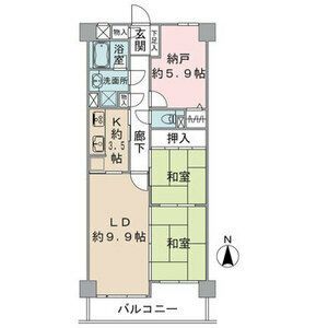 一宮市木曽川町黒田のマンションの間取り