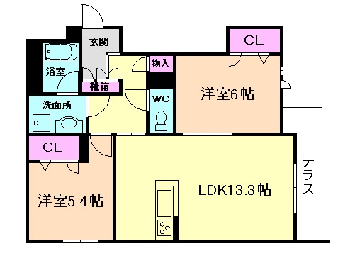 箕面市小野原西のマンションの間取り