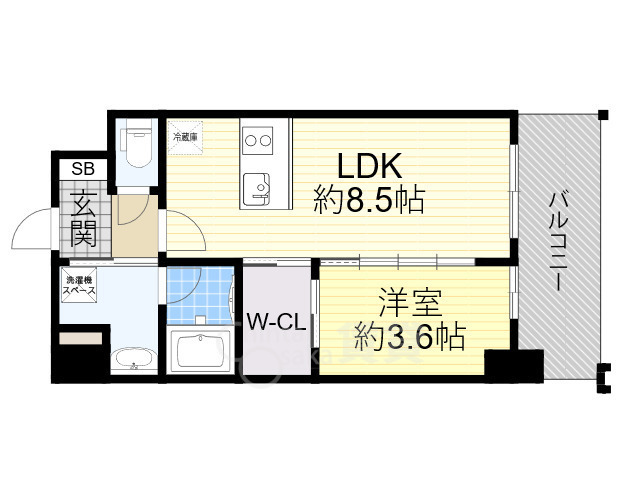 大阪市福島区鷺洲のマンションの間取り